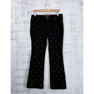 Peace Love World Flare Jeans Embellished Studded Star Blue Womens 14 (Fit 34x32)
